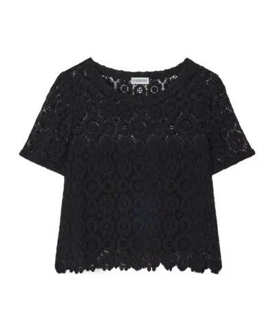Burberry Lace Floral Blouse In Black