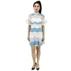BURBERRY BURBERRY FLORAL LACE DRESS WITH FLUTTER SLEEVES IN SLATE BLUE