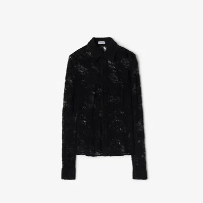 Burberry Floral Lace Shirt In Black