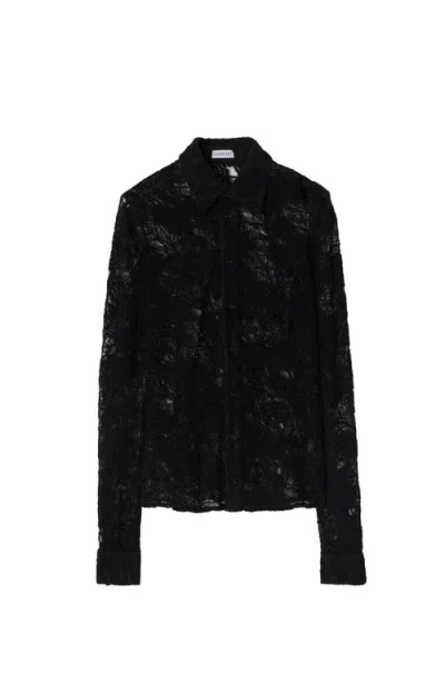 Burberry Long-sleeve Lace Shirt In Black