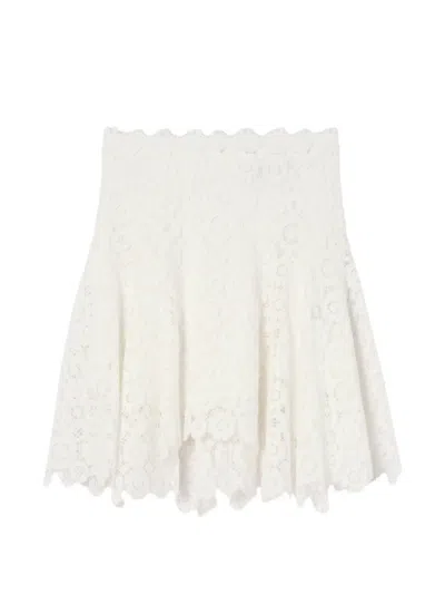 Burberry Floral Lace Skirt In White