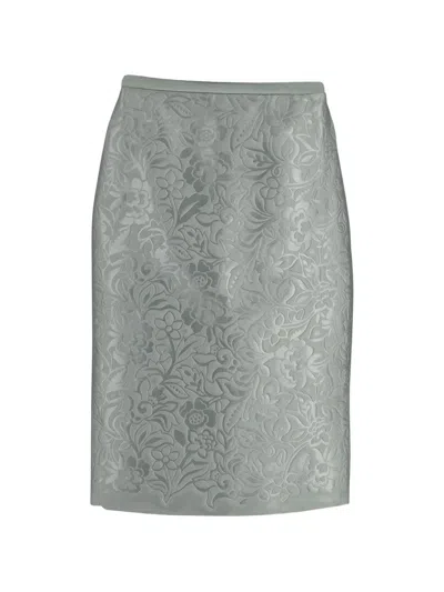 Pre-owned Burberry Floral-motif Pencil Skirt In Green