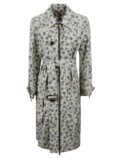 Burberry Floral Pattern Coat With Belted Waist