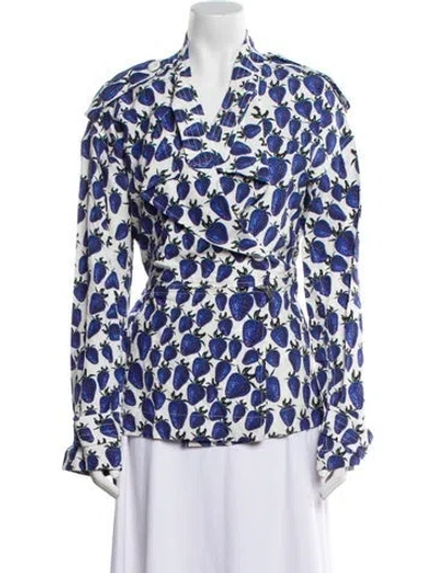Pre-owned Burberry Floral Print Blazer W/ Tags In White