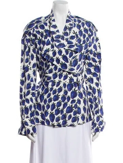Pre-owned Burberry Floral Print Blazer W/ Tags In White
