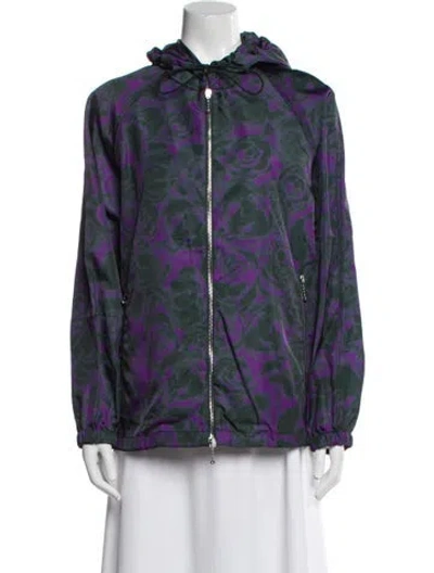 Pre-owned Burberry Floral Print Bomber Jacket In Purple