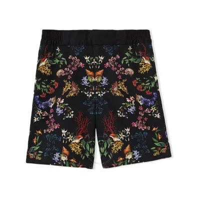 Burberry Kids' Floral-print Cotton Shorts In Black
