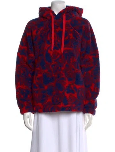 Pre-owned Burberry Floral Print Crew Neck Hoodie In Red