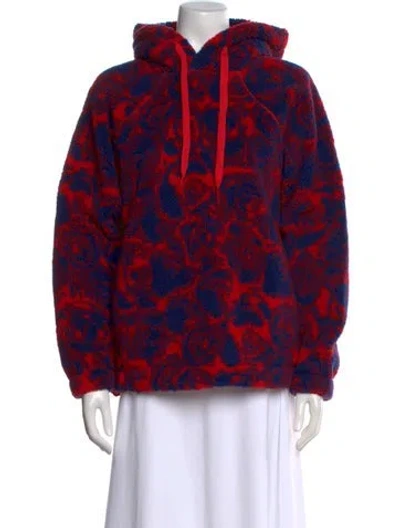 Pre-owned Burberry Floral Print Crew Neck Hoodie W/ Tags In Red