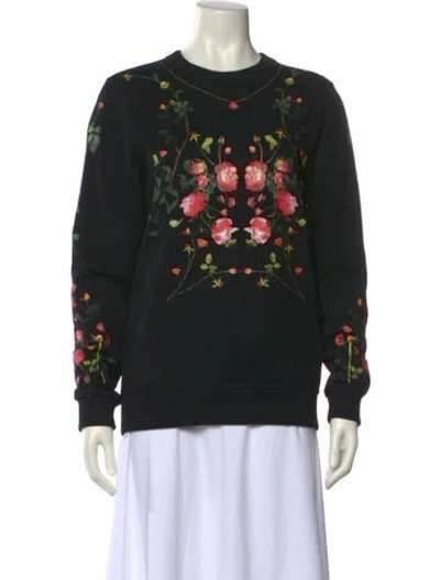 Pre-owned Burberry Floral Print Crew Neck Sweatshirt In Black