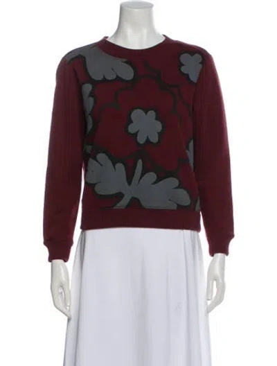 Pre-owned Burberry Floral Print Crew Neck Sweatshirt In Burgundy