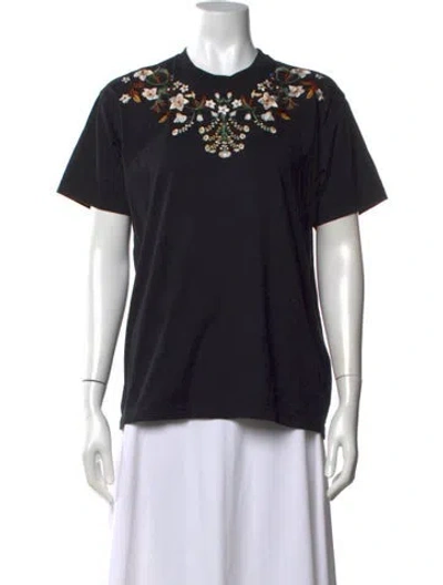 Pre-owned Burberry Floral Print Crew Neck T-shirt In Black