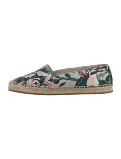 Pre-owned Burberry Floral Print Espadrilles In Green/neutrals/pink