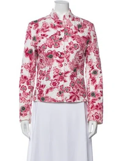 Pre-owned Burberry Floral Print Jacket In Pink