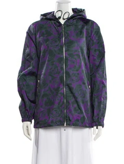 Pre-owned Burberry Floral Print Jacket W/ Tags In Purple