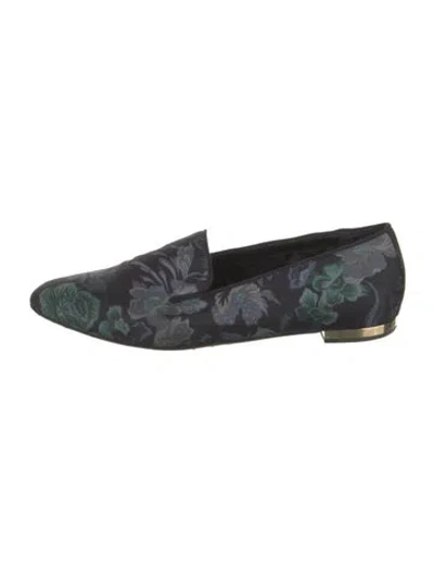 Pre-owned Burberry Floral Print Loafers In Blue