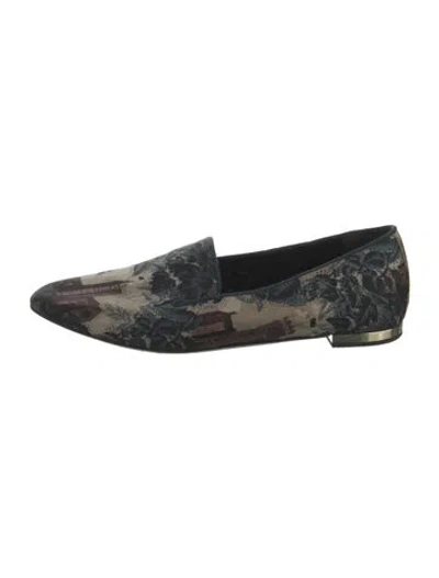 Pre-owned Burberry Floral Print Loafers In Blue