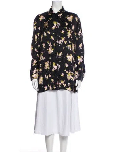 Pre-owned Burberry Floral Print Long Sleeve Blouse In Black