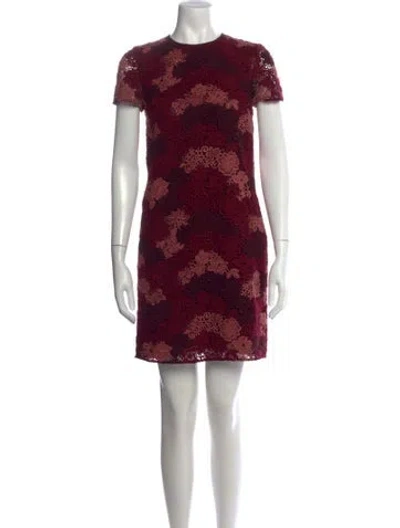 Pre-owned Burberry Floral Print Mini Dress In Burgundy