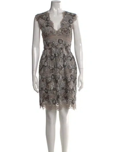 Pre-owned Burberry Floral Print Mini Dress In Gray