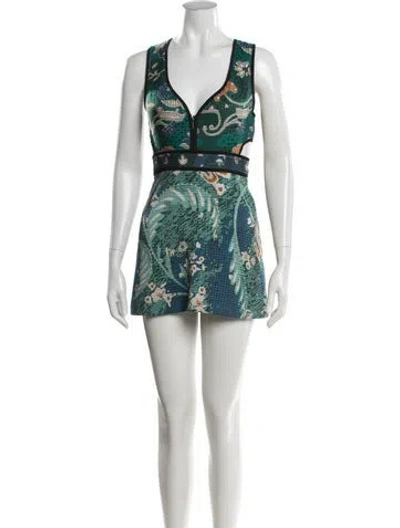 Pre-owned Burberry Floral Print Mini Dress In Green