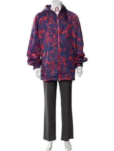 Pre-owned Burberry Floral Print Parka In Blue