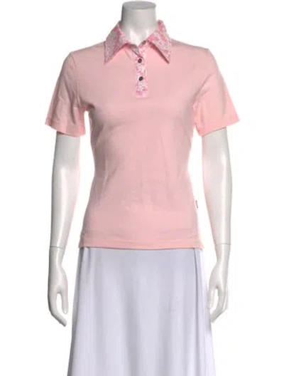Pre-owned Burberry Floral Print Short Sleeve Polo In Pink