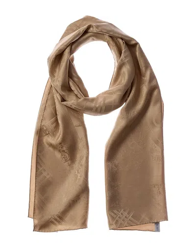 Burberry Floral Print Silk Scarf In Brown