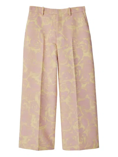 Burberry Floral-print Trousers In Pink