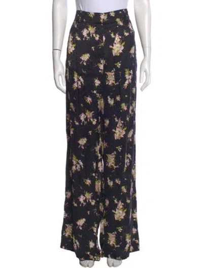 Pre-owned Burberry Floral Print Wide Leg Pants In Blue