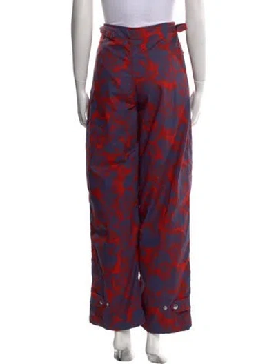 Pre-owned Burberry Floral Print Wide Leg Pants In Red