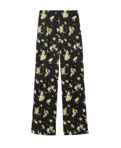 Burberry Ladies Jane Floral Print Trousers In Black