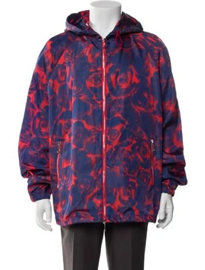 Pre-owned Burberry Floral Print Windbreaker In Blue
