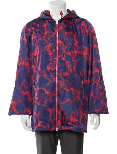 Pre-owned Burberry Floral Print Windbreaker W/ Tags In Blue