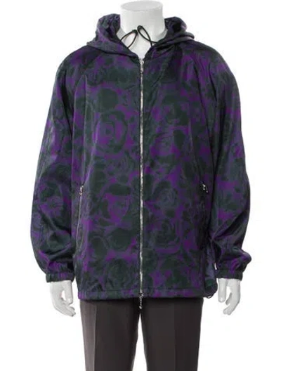 Pre-owned Burberry Floral Print Windbreaker W/ Tags In Purple