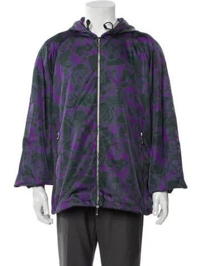 Pre-owned Burberry Floral Print Windbreaker W/ Tags In Purple
