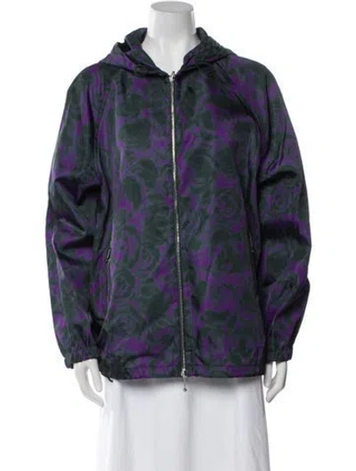 Pre-owned Burberry Floral Print Windbreaker W/ Tags In Purple