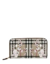 BURBERRY BURBERRY FLORAL PRINTED CHECK WALLET WOMAN WALLET BEIGE SIZE - CALFSKIN
