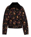 Burberry Floral Printed Quilted Jacket In Black