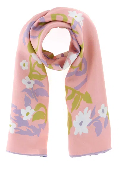 Burberry Floral Square Silk Scarf 90 X 90 Cm In Pink