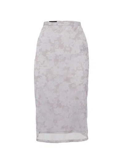 Pre-owned Burberry Floral-print Midi Skirt In Pink