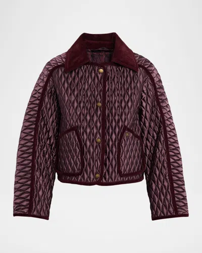 BURBERRY FLORISTON CORDUROY-TRIM QUILTED BARN JACKET