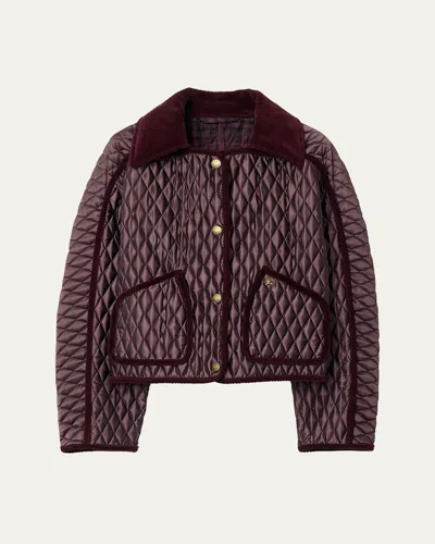 BURBERRY FLORISTON CORDUROY-TRIM QUILTED BARN JACKET