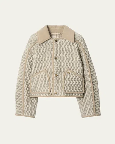 BURBERRY FLORISTON CORDUROY-TRIM QUILTED BARN JACKET