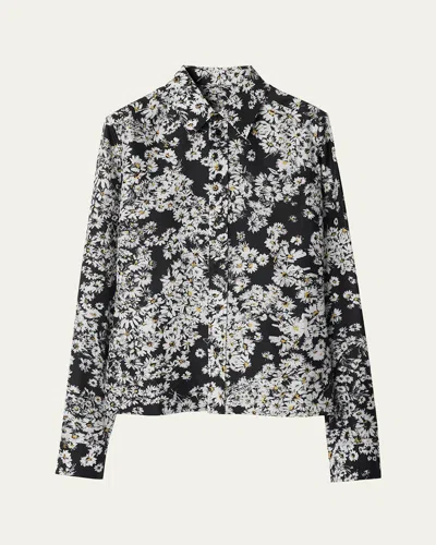 BURBERRY FLOWER PRINT BUTTON DOWN SILK TOP
