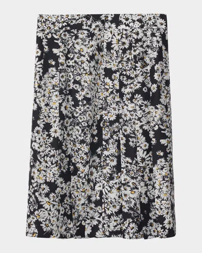 BURBERRY FLOWER PRINT MIDI SILK SKIRT