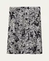 Burberry Flower Print Midi Silk Skirt In Black Ip Pat