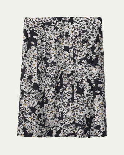 BURBERRY FLOWER PRINT MIDI SILK SKIRT
