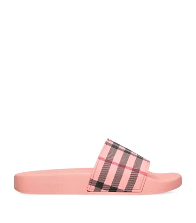 Burberry 10mm Furley Rubber Pool Slides In Pink