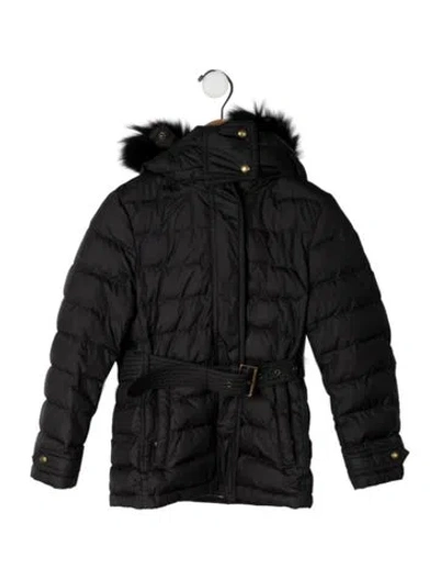 Pre-owned Burberry Kids' Fox Fur Trim Jacket In Black